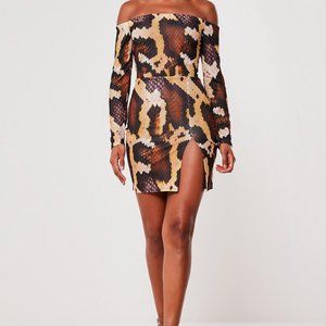 Snake Print Split Mini Dress